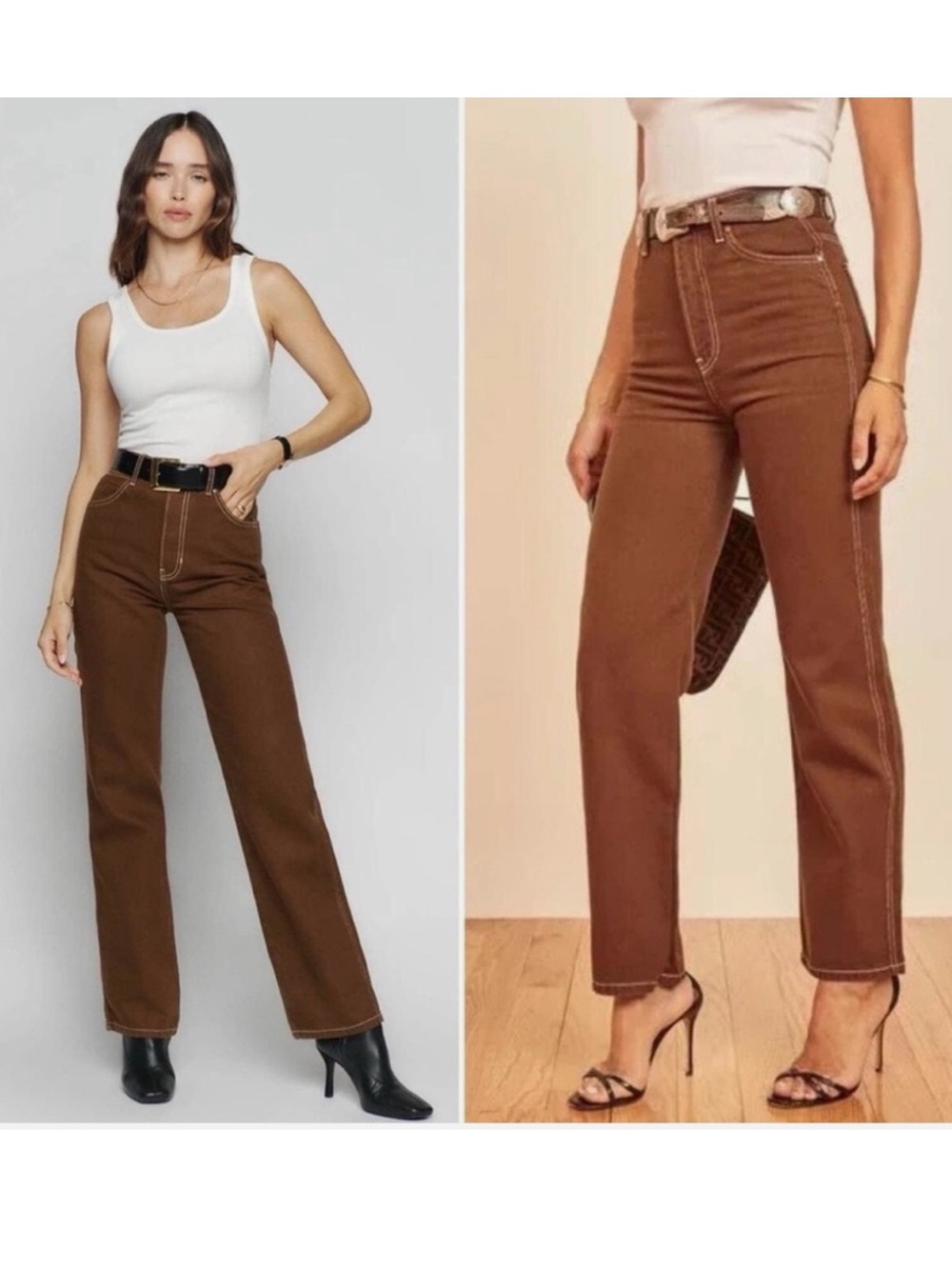 Reformation cowboy straight jeans brown size 24